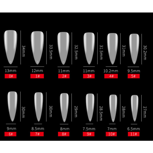 192 stk Falske Negletips Display Stativ Neglelak Display Palette Oval Professionel Kunstig Naturlig Neglecover Dekoration DIY Manicure Tilbehør fo