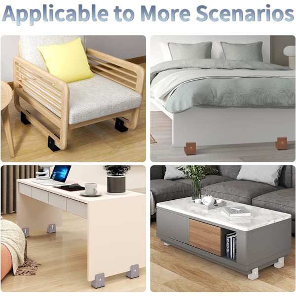 10 cm sengerejser, justerbar skruetvinge, 4 stk. møbelforhøjere, heavy duty, 4 stk. sofa-bord-stolforhøjere, passer til møbelben med en bredde på 0-1,5\"
