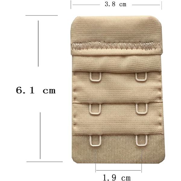 Beige 3-pak bløde og komfortable bh-forlængere til kvinder med 2 kroge, 6,1 cm x 3,8 cm