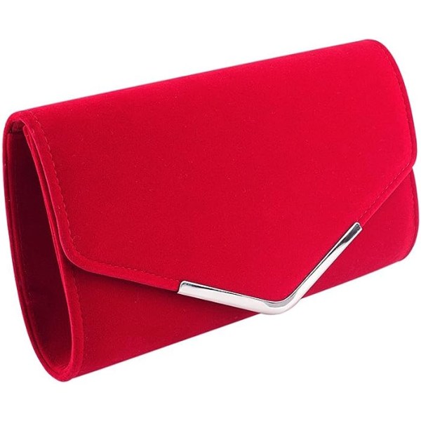 Punainen 26*15*6cm naisten iltakäsilaukku irrotettavalla samettiketjulla