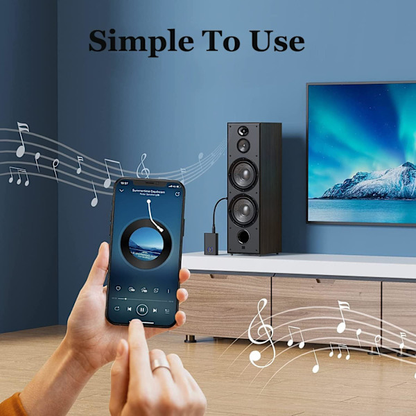 Bluetooth 5.0 Adapter Transmitter, Trådløs bærbar 2 i 1 Bluetooth Transmitter og modtager, Stereo 3,5 mm Jack Bluetooth Audio Adapter, Til hovedtelefoner