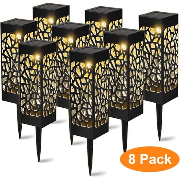 Havedekoration Lys 8stk Solcellelys Udendørs Have LED Solcellelampe Have Lys Sollamper til Udendørs, IP55,600mAh Vandtæt Batteri, Decora