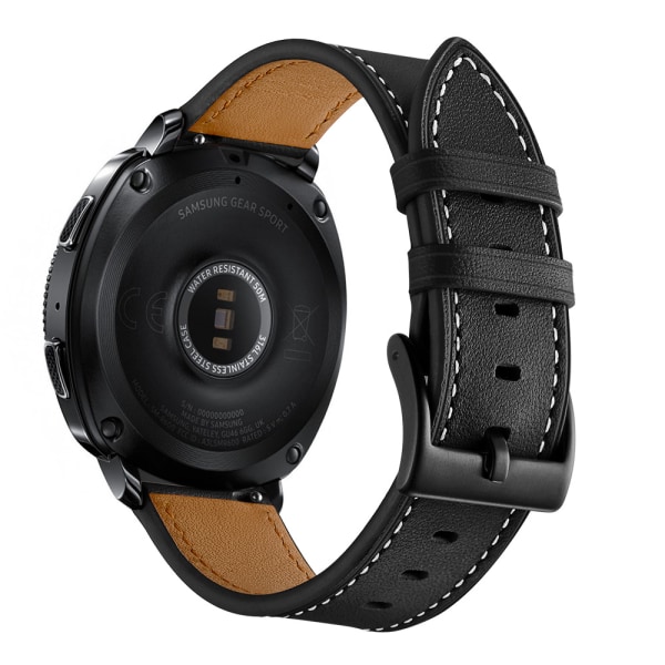 Læderrem, ægte læderrem, egnet til Samsung Watch 3/4, 22mm (sort)