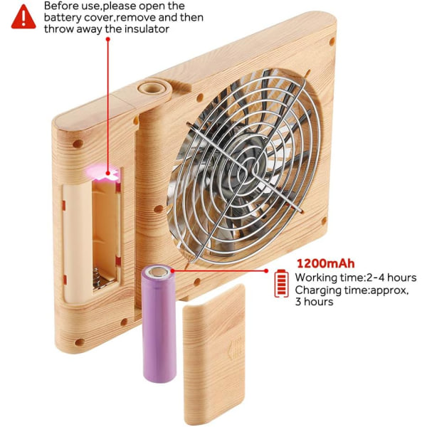 Bordvifte, Mini USB Stille Foldbar Vifte Oppladbar Bærbar Vifte for Bord PC Hjem Kontor Bibliotek Reise med 3 Hastigheter Lys Brun