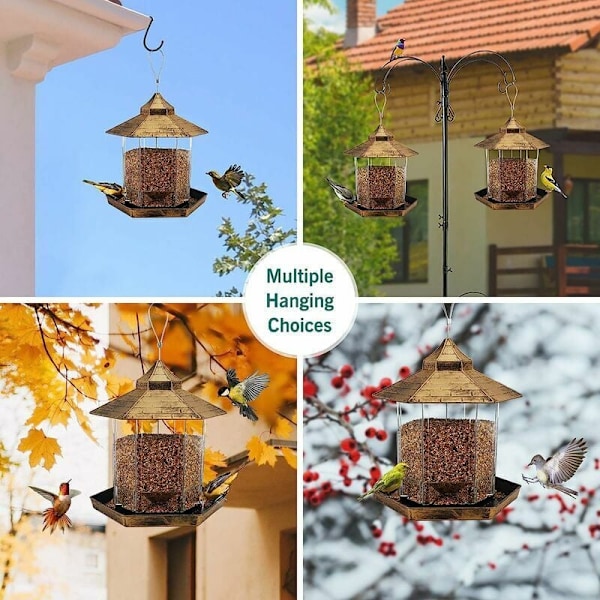 Riippuva villilintujen ruokintalaite, huvimaja, linnunruokintalaite, ulkokoriste - Täydellinen lintujen houkuttelemiseen ulkopuutarhaan, pihalle lapsille, lintujen ystäville, kapasiteetti