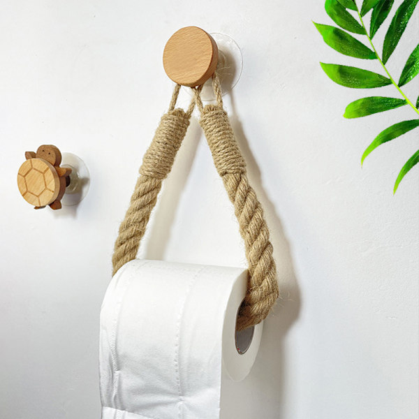 Sisal-paperipyyhkeen wc-paperiteline, vintage-sisal-puinen wc-paperirullateline kylpyhuoneeseen