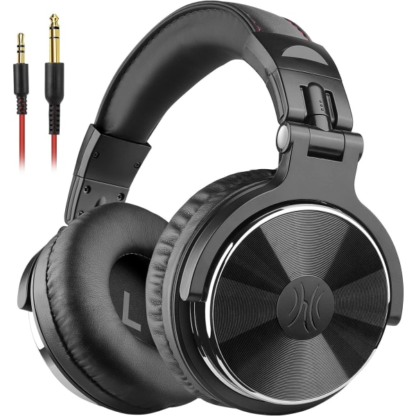 Kabelanslutna Over-Ear-hörlurar Studioövervakning och mixning DJ-stereohörlurar för AMP-datorinspelning Podcasting Tangentbord Gitarr Laptop (svart)