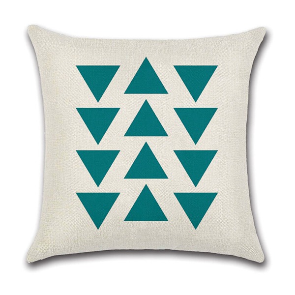 4 stk putetrekk 45 x 45 cm, dekorative firkantede putetrekk sofatrekk blå pute trekantmønster geometrisk mønster bomull lin hus for soverom