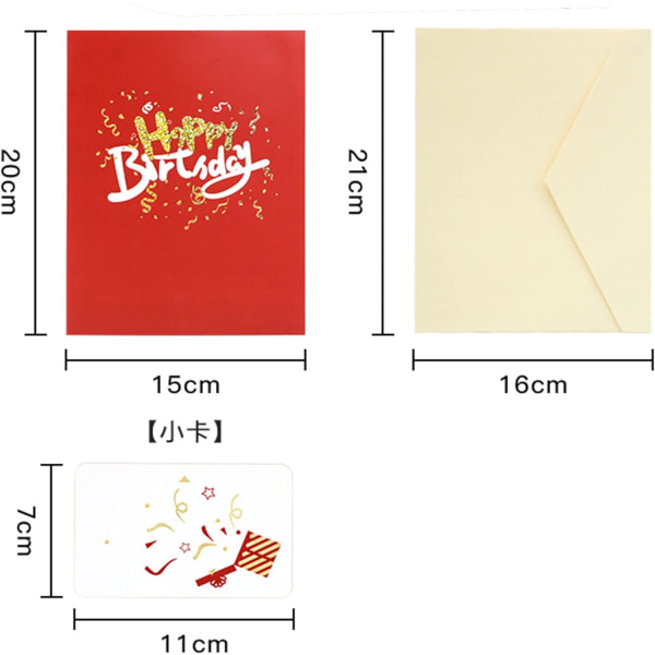 Syntymäpäiväkortti, 3D-ponnahdusikkunallinen kakkukortti, puhalla kynttilät, päivitetty versio, laula ja hohda, käsintehty kukkaonnellinen kakkukuvakortti
