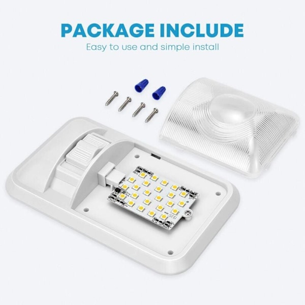 12 V LED-kattovalaisin matkailuautoon, 280 LM, sisävalaisin asuntovaunuun, matkailuautoon kytkimellä (2 kpl)