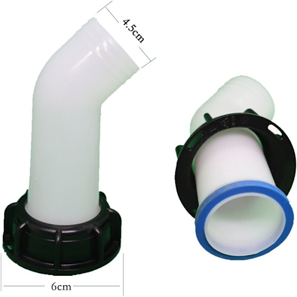 Set om 2 med avtappningsmuttrar IBC 1000L tankmunstycke Ventilanslutning Förlängningsrör munstycksadapter kran kran kran kran kran munstycke 2 \"IBC