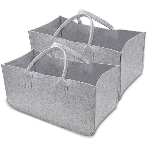 Filtväskor 2-delad filt korg för vedförvaring, stor hopfällbar filt - filt - grå 50 x 25cm