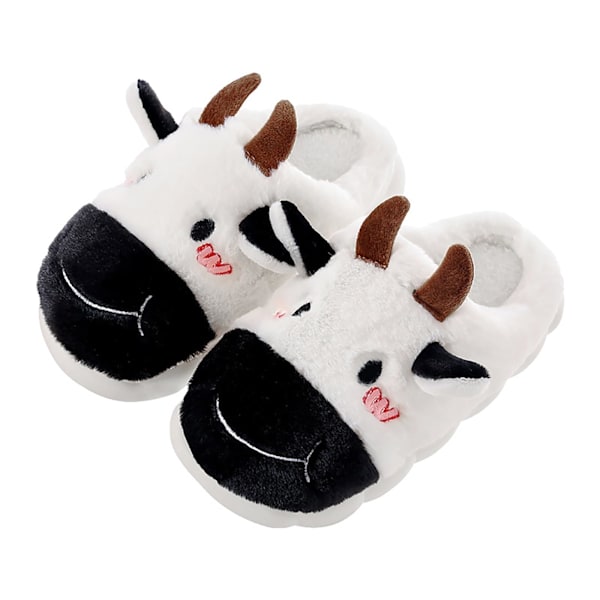 Söta koslippers, halkfria hushållstofflor, bekväma och varma tofflor, kawaii-tofflor, vita/svarta mjuka bottenskor för barn