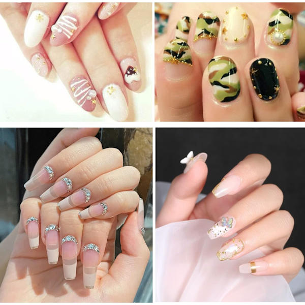 3 lådor kaviar, guld, silver och svart metall mini kaviar pärlor med sträng nagel dekorationer, 3D nagelkonst dekorativa nageltillbehör