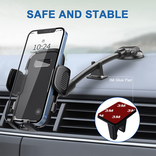 Biltelefonholder, Super Suction Cup Dashboard Biltelefonholder, Vindusrute Bilholder