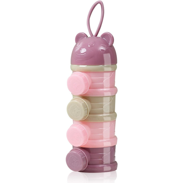 (Lilla) 4-fags formel dispenser baby flaske dispenser bærbar stabelbar formel dispenser.