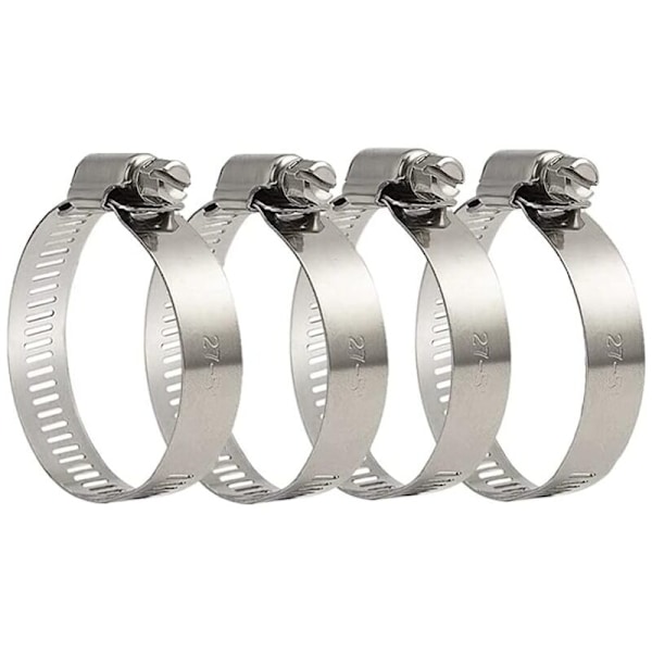 4 delar, åtdragningshalsband Justerbar slang 27-51 mm, 304 rostfritt stål, metallklämma, för hemgas, familjevattenrör, kabel, kran, etc.