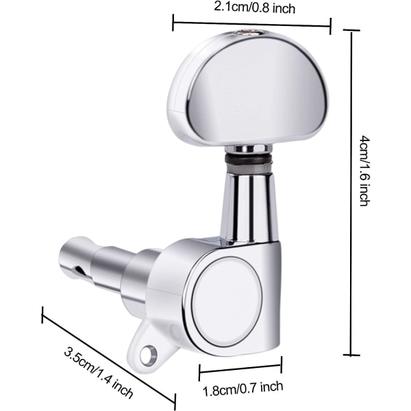 Gitar (6 stk) Stemmeskruer Knapper, 3L3R Streng Stemmeskruer Nøkler Pegger Lukkede Hoder Reservedeler for Elektrisk eller Akustisk Gitar