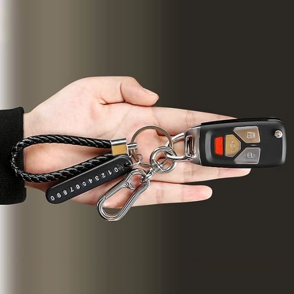 2 kappaletta punottua nahkaista avaimenperää punottua PU-nahkaista auton avaimenperää monitoimisia auton avaimenperiä, musta ja punainen (Valo- ja väriongelmien vuoksi, siellä