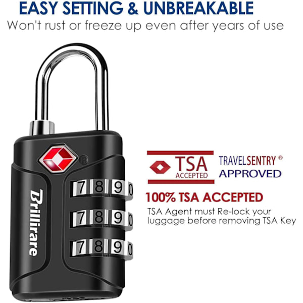 TSA-godkända bagagelås, 4-pack