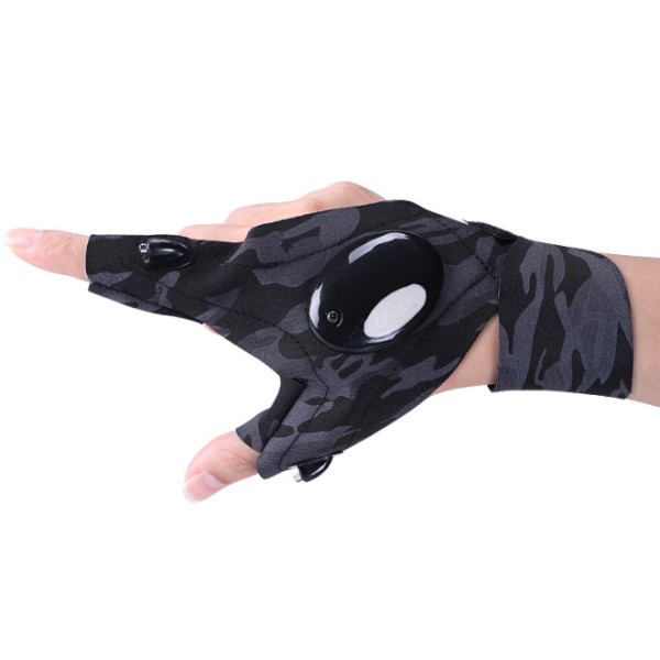 Mænds gave LED-handsker, camouflage - Handsker med vandtætte lys fiskeritilbehør, hemmelige julemandsgaver til mænd, praktiske gadgets til fiskeri/camping/handyman/far