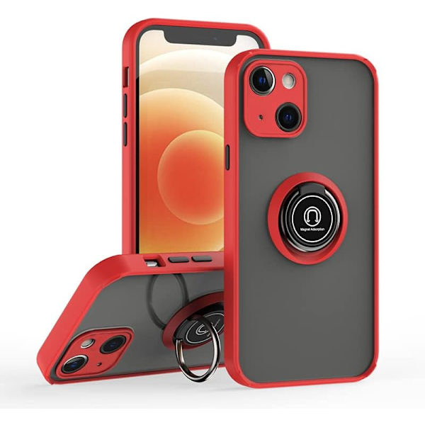 Designad för iPhone 13 Repskyddande, Anti-Fingeravtryck, Inbyggd 360° Svängbar Ring Stark Magnetisk Biltelefonhållare för iPhone 13 6.1 tum Kvinna