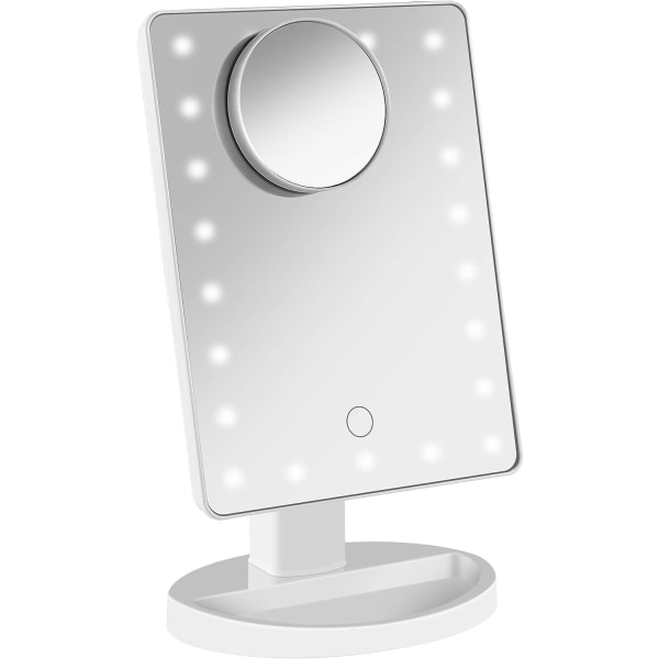 Lighted Mirror, 10X Magnifying LED Makeup Mirror, LED Mirror, USB og Batteri Opladning, 180° Makeup Mirror, Lighted Magnifying Mirror for Makeup, Sh