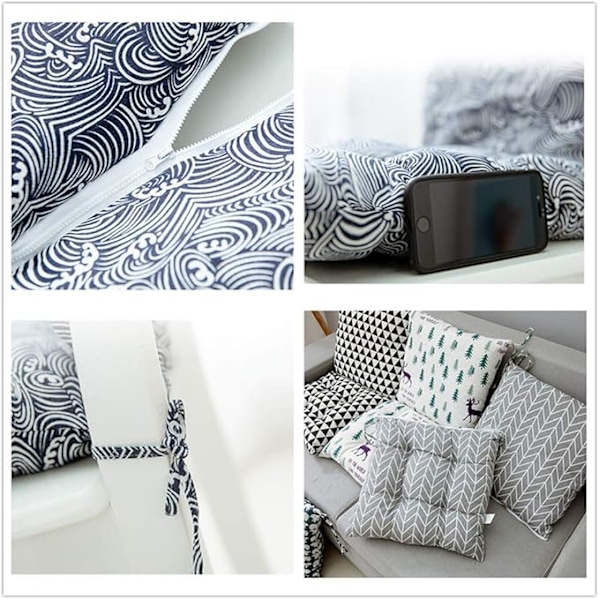 2-delte stolputer med ryggdel, ryggpute med stropper, lav ryggpute (stil 13, 40 x 40 cm)