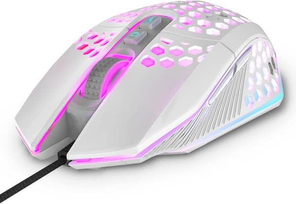 Ergonomisk Gaming Mus - USB Wired Mus med 6 DPI Niveauer / Tilpassede Knapper / RGB Baggrundsbelysning - til Windows 7/8/10/XP, Vista, Linux, PC/Mac/Lapt