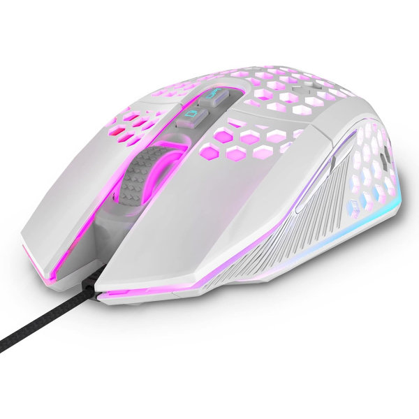 Ergonomisk spillmus - USB-kablet mus med 6 DPI-nivåer / tilpassbare knapper / RGB-bakgrunnsbelysning - for Windows 7/8/10/XP, Vista, Linux, PC/Mac/Lapt