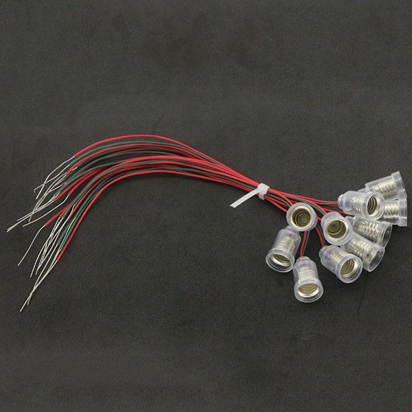 10 st E10 LED-golvlampfot (20 cm kabellängd) Skruvbar lamphållare Sockel med kabel för experimentella kretsar Tillbehör för elektriska tester i hemmet