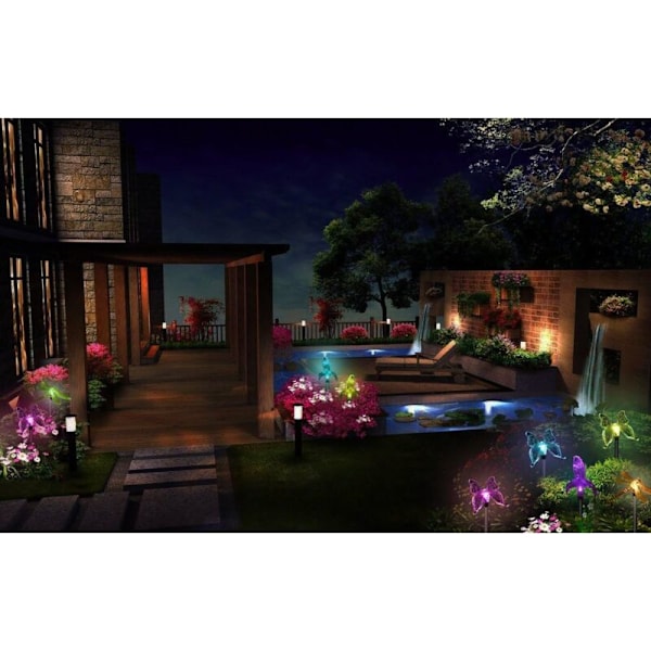 Pack Solarlampor Trädgård Fjäril Kolibri Trollslända Soldriven LED Multicolor
