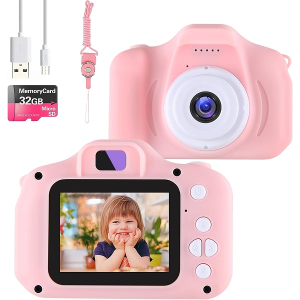 Nine Cube Kids Camera Lille legetøjskamera til 3-7 år piger, videooptager til småbørn 1080P 2 tommer, digitalkamera til børn Fødselsdagsgave