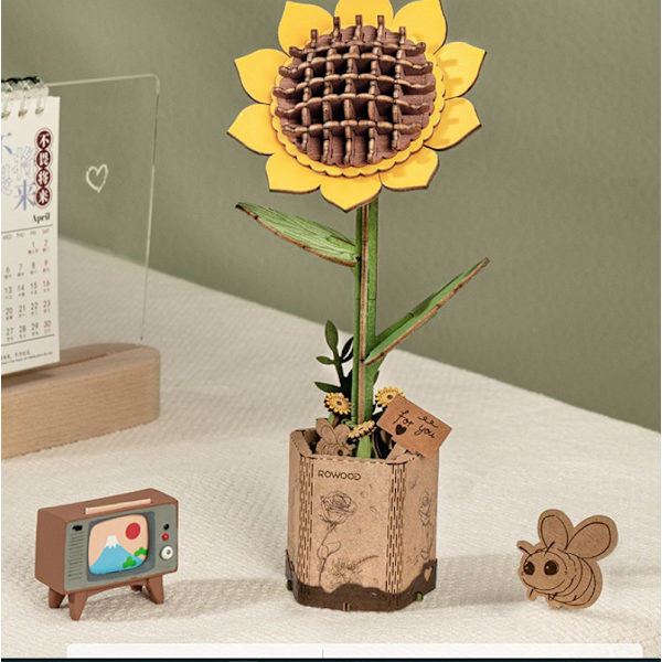 Blombukett Set Mini Konstgjorda Blommor Present Block, DIY Bukett Block(solros)