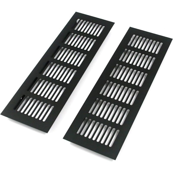 2-delad ventilationsgaller i aluminium, rektangulärt ventilationsgaller i legering, utomhusventilation för svart ventilation 250 x 8