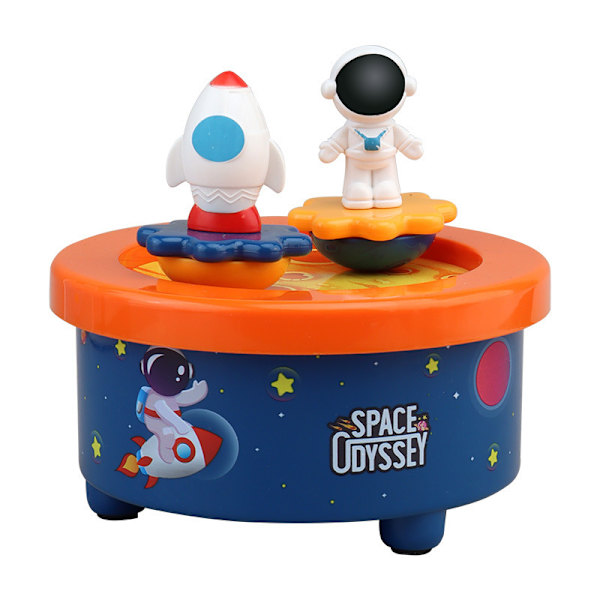 Dansande speldosa (12*14*6cm) - Rymdlandning tema. Perfekt födelsedagspresent. Melodi: Fly me to The Moon Cake Topper.