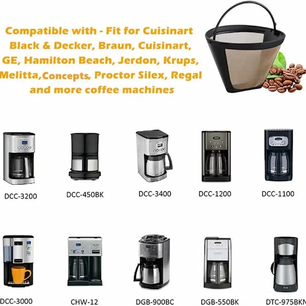 2 stycken återanvändbara kaffefilter permanenta kaffefilter kaffefilter