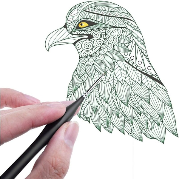 Fint penselsæt til akrylmaling, akvarelmodelmaling, fine detaljepensler til neglekunst (3 størrelser, 9 stk.)
