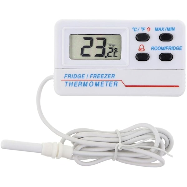 Digital kyl- eller frysskåpstermometer - med alarm - Max min-funktion - 1,2 m kabel