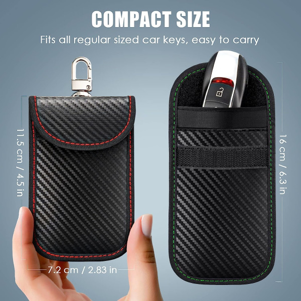 Anti RFID bilnøgletaske, sæt med 2 signalblokerende Faraday Po