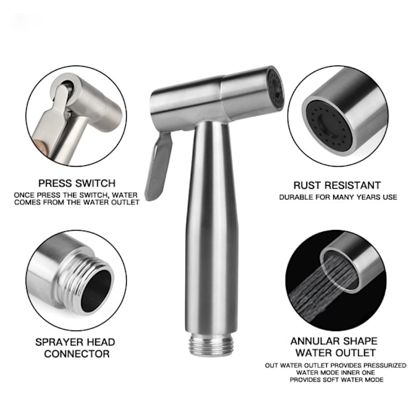 Duschslang WC-Duschkopf Bidet Spray 150 cm, borstad