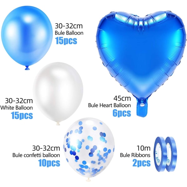 48-pack ballonger med konfettiballonger, band och folieballong