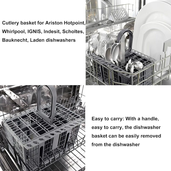 Korg med universalbestick stor modell för Hotpoint diskmaskin 99673-8729, C00257140, C00386607, grå