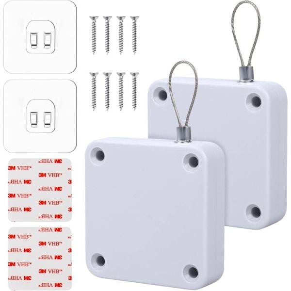 2-delad automatisk dörrstängare, automatisk dörrstängare med sensor, med sladd utan perforering, 1200g dragkraft, dörrstängare anpassar sig till de flesta dörrar