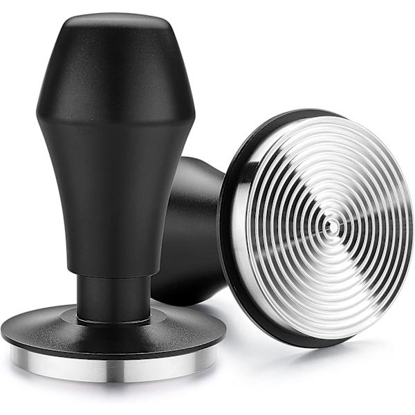Kaffe Tamper 53,3mm - Spring Tamper - Barista Espresso Tamper med 15lb/25lb/30lb Udskiftningsfjeder - Flad Bund, Sort