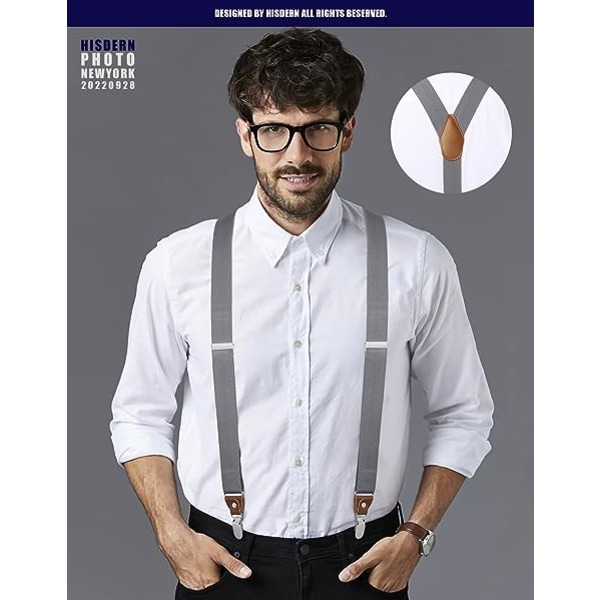 Men's suspenders with 4 clips very strong Heavy duty suspenders Navy blue adjustable suspender belt Fashion