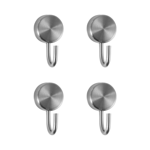 4 rostfria operforerade magnetiska krokar, magnetiska sugkoppskrokar för kökhyllor, sugkoppsväggkrokar, magnetiska krokar