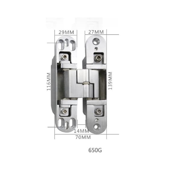 1 Usynlig Hengsel - 3D Aluminium. Rustfritt Stål.