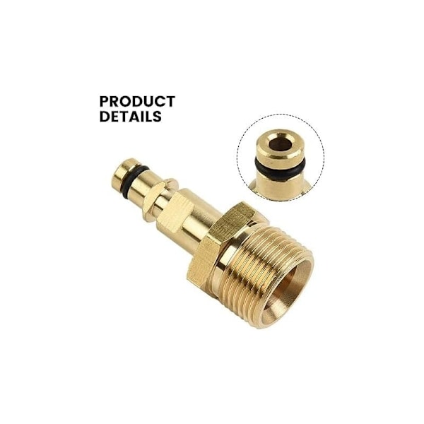(50 × 23 × 23) M22 adapter til højtryksrenser i massiv messing og K-serie udgangstilslutning til Karcher, Nilfisk
