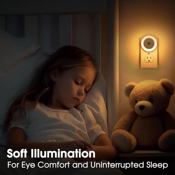 LED-nattlampa för barn, 4-pack, nattlampa för barnrum med ljussensor, badrumsbelysning, trappbelysning, hallbelysning, varmvit